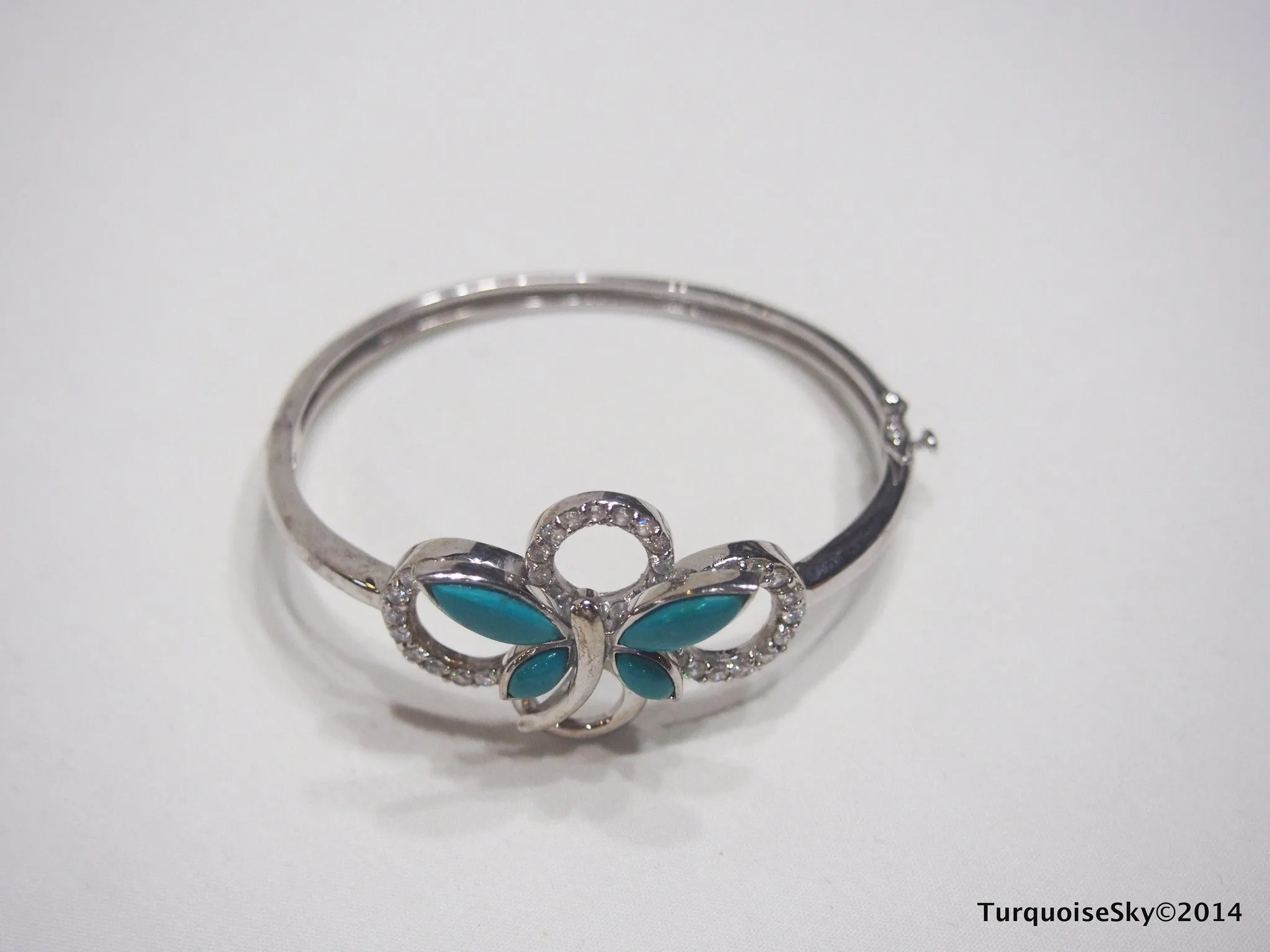 Natural turquoise silver bracelet