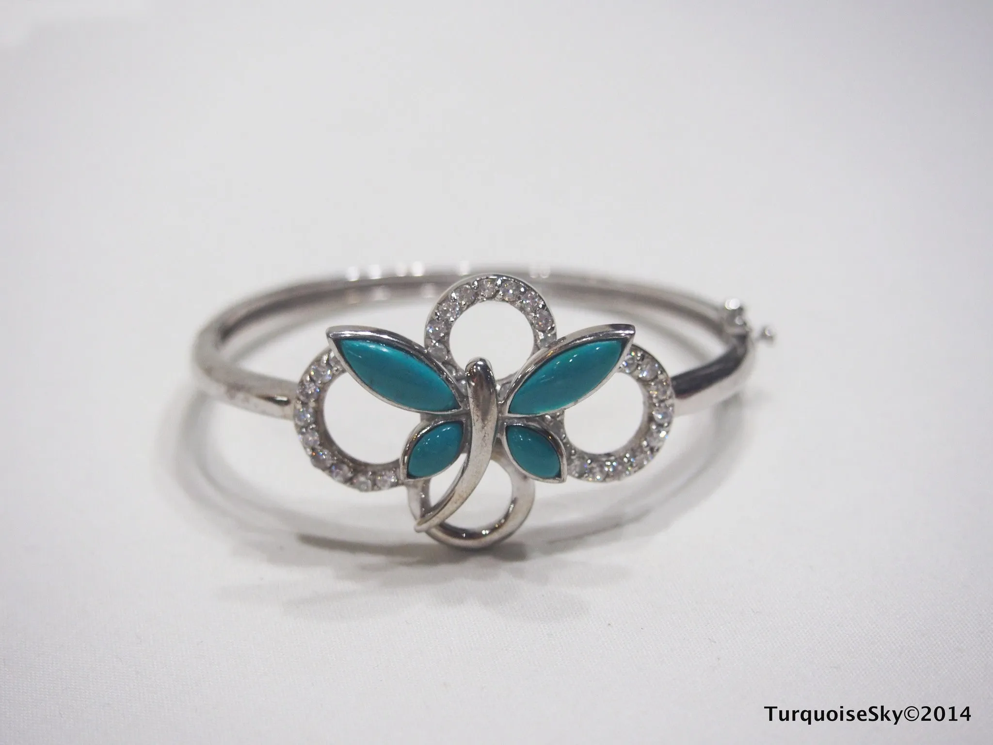 Natural turquoise silver bracelet
