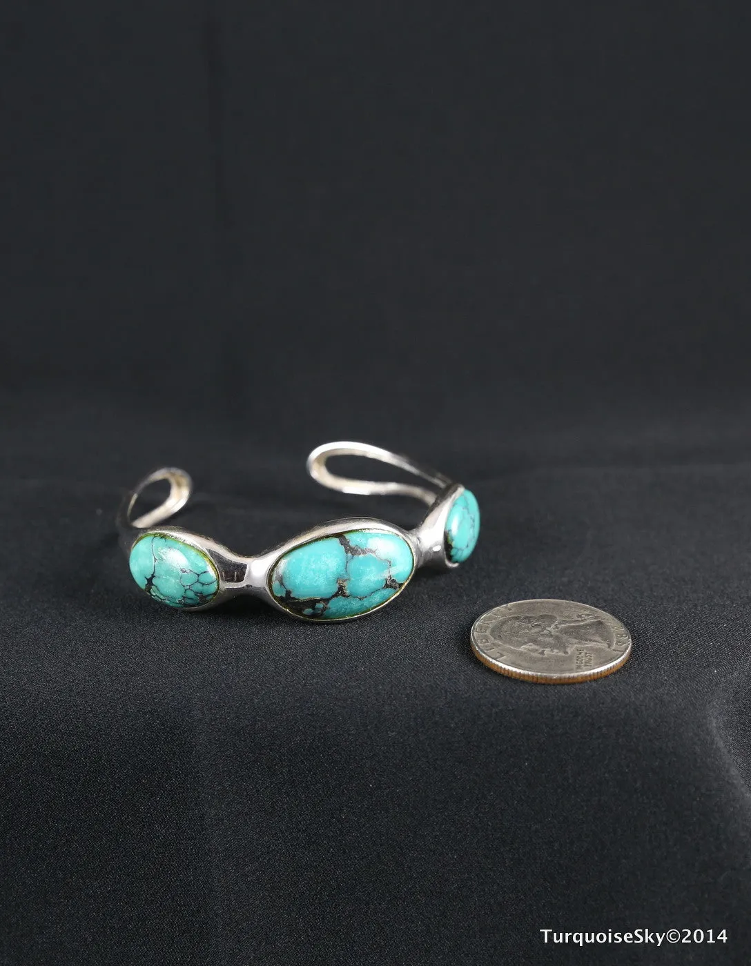 Natural turquoise sterling silver bracelet