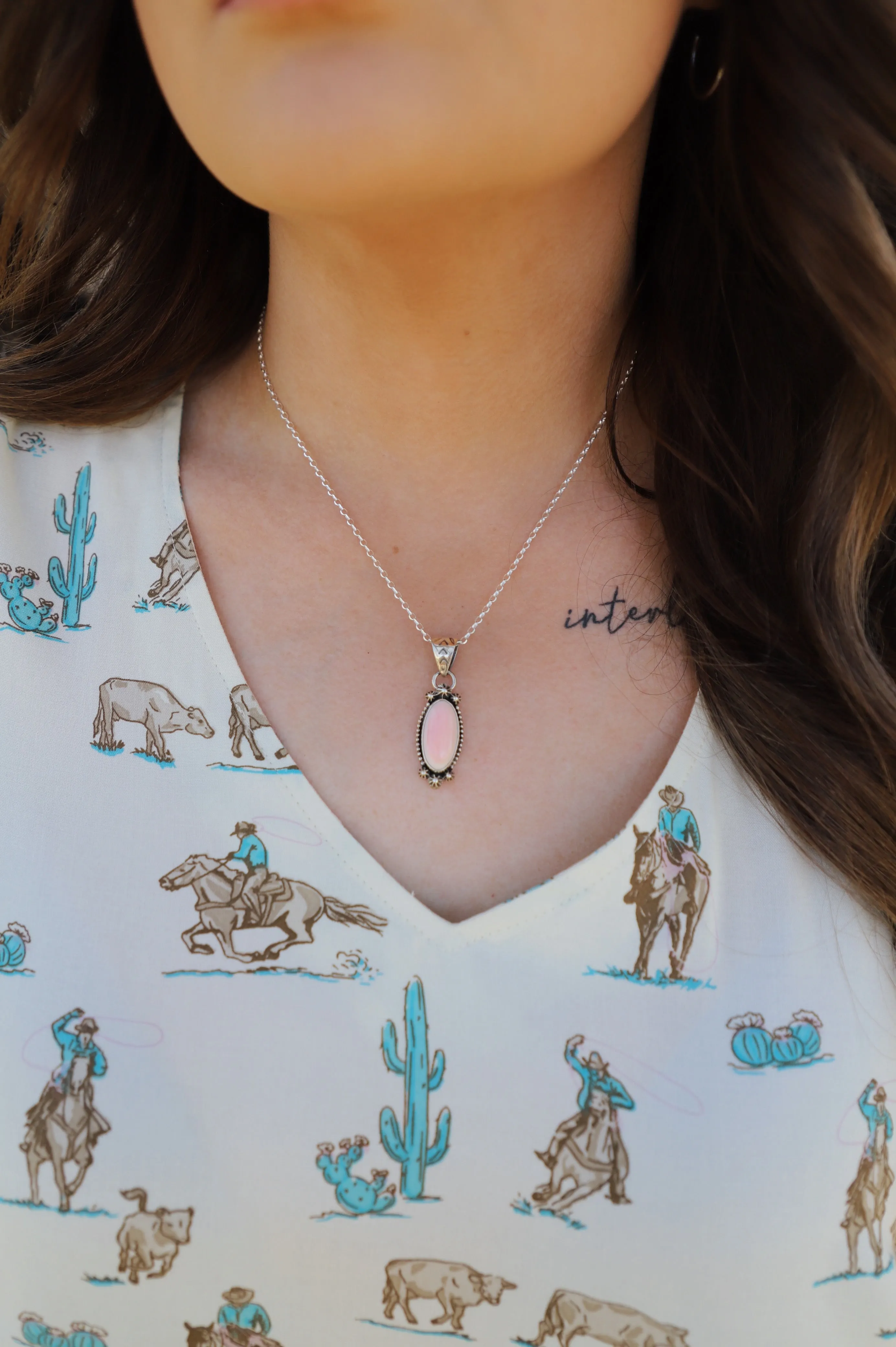 Navajo Made Pink Conch Necklace