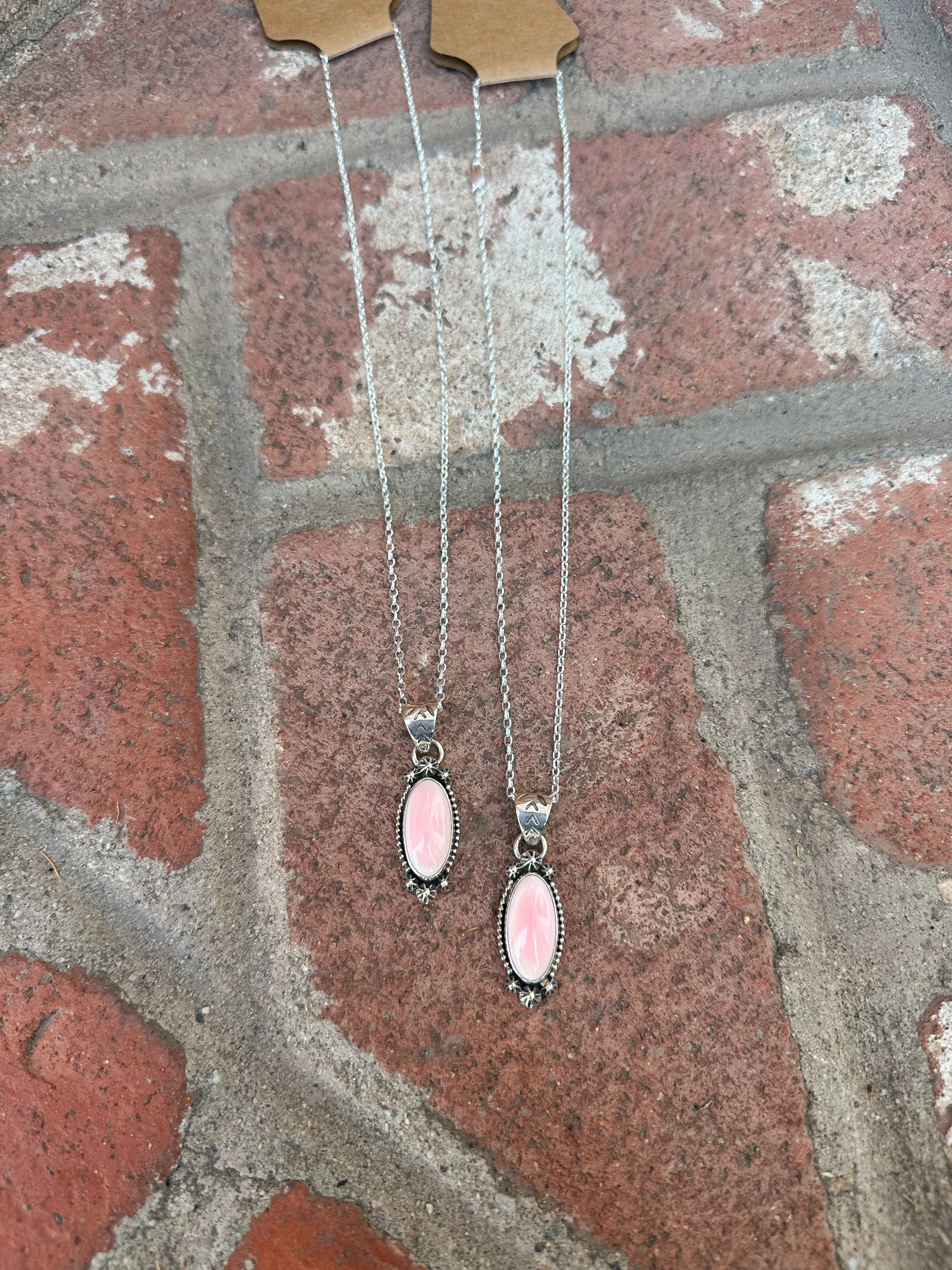 Navajo Made Pink Conch Necklace