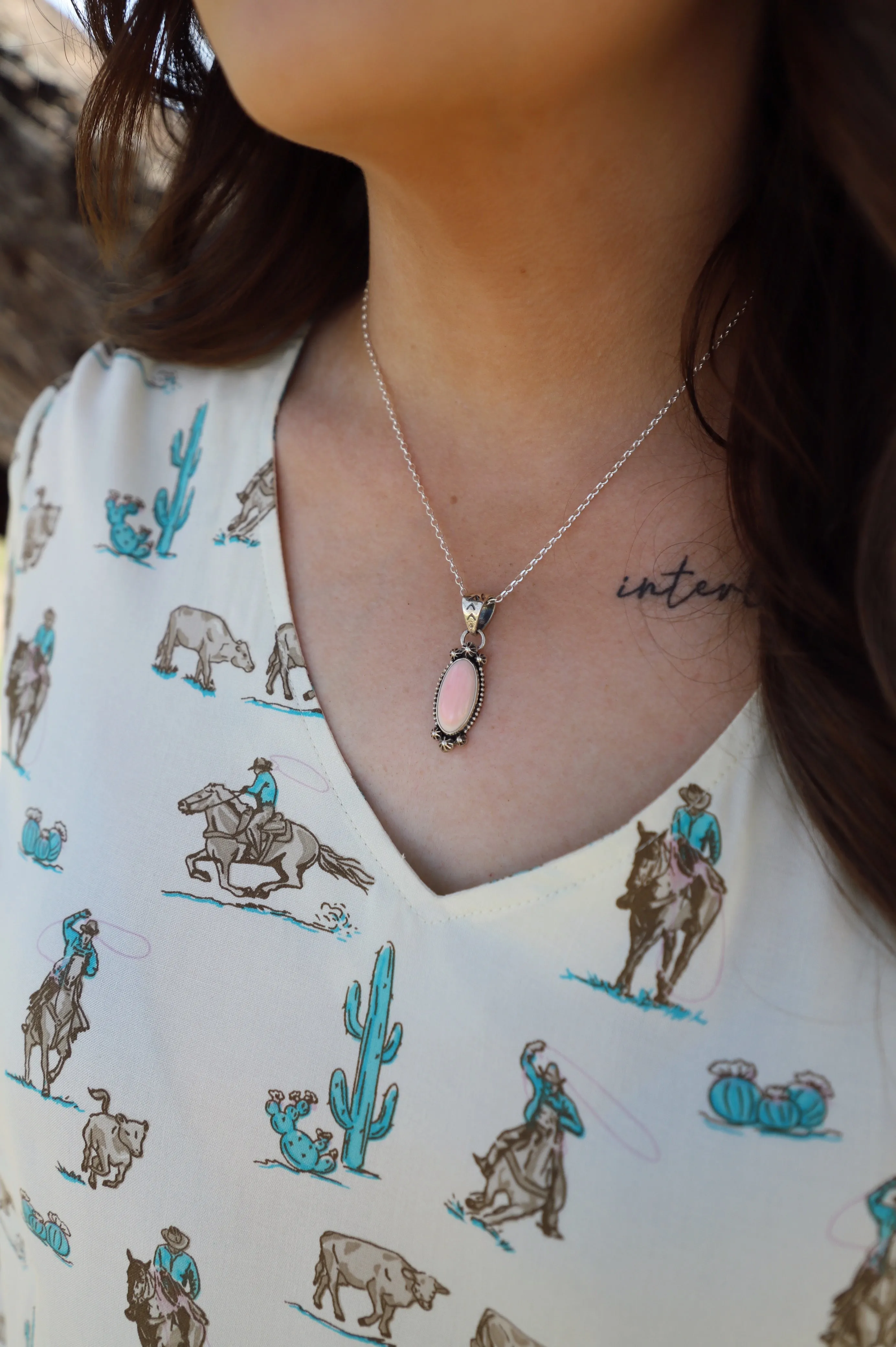 Navajo Made Pink Conch Necklace