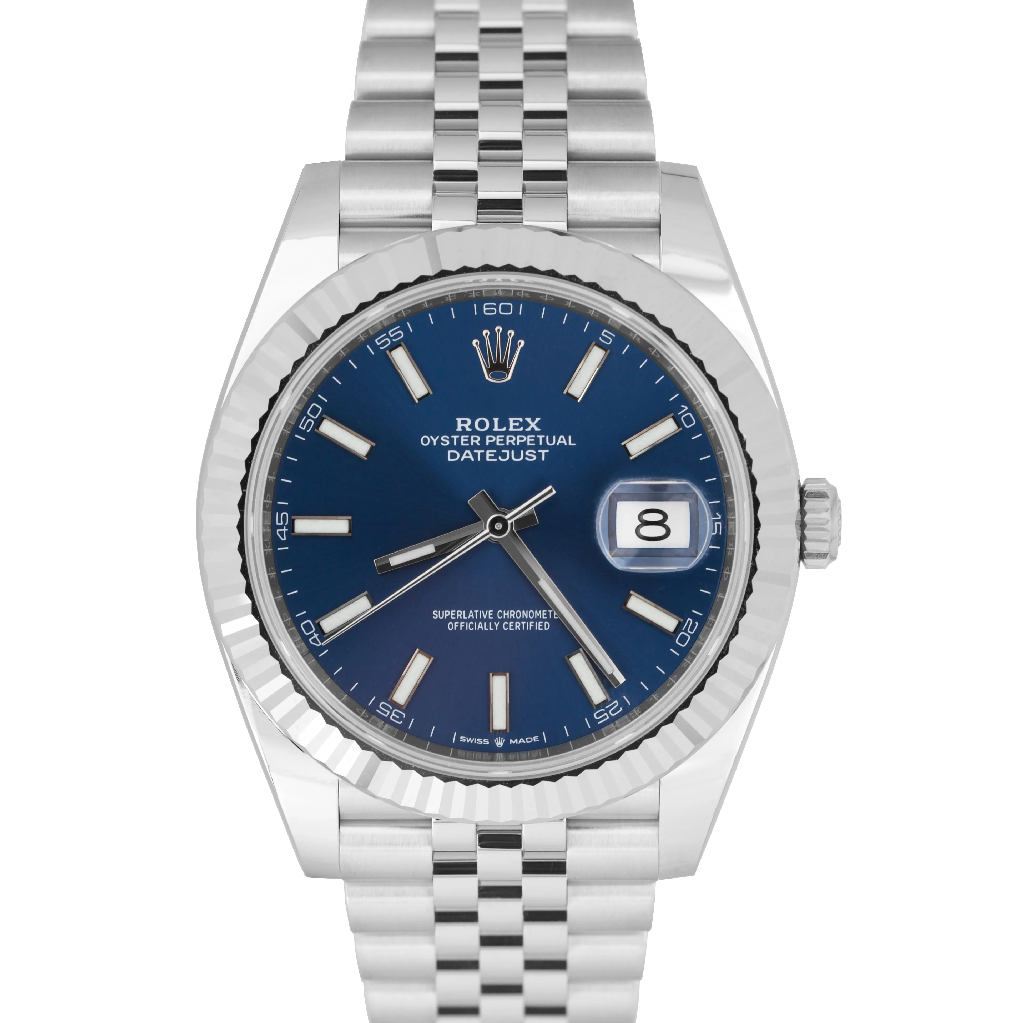 NEW MAR 2023 Rolex DateJust 41 Blue Stainless Steel JUBILEE Watch 126334 B P