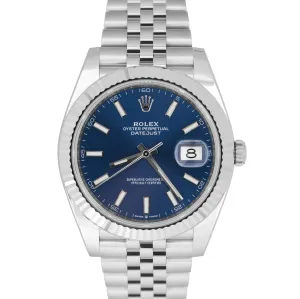 NEW MAR 2023 Rolex DateJust 41 Blue Stainless Steel JUBILEE Watch 126334 B P