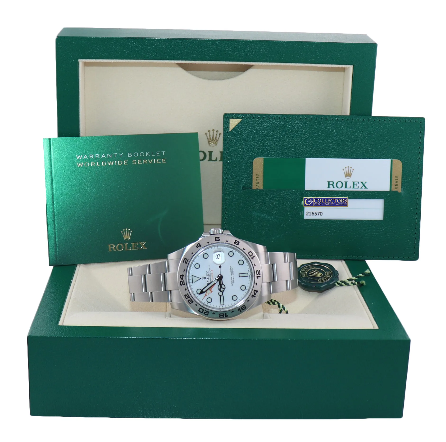 NEW PAPERS 2019 Rolex Explorer II 42mm 216570 White Polar Steel GMT Date Watch