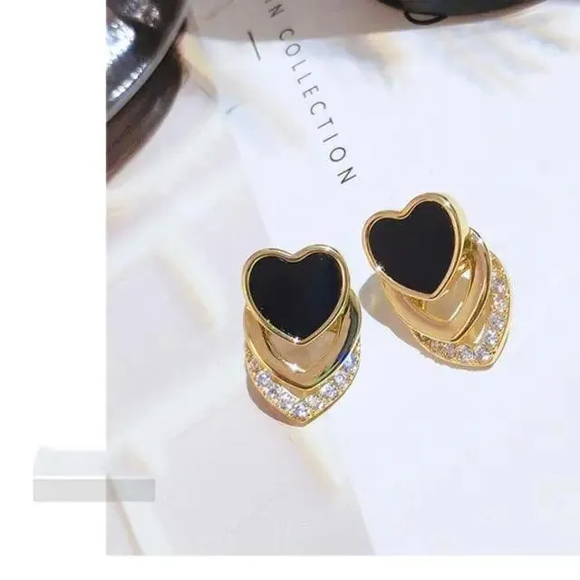 New Sparkling Round Black Fashion Women's Earrings Elegant Simple Design Jewelry For Girls And Ladies