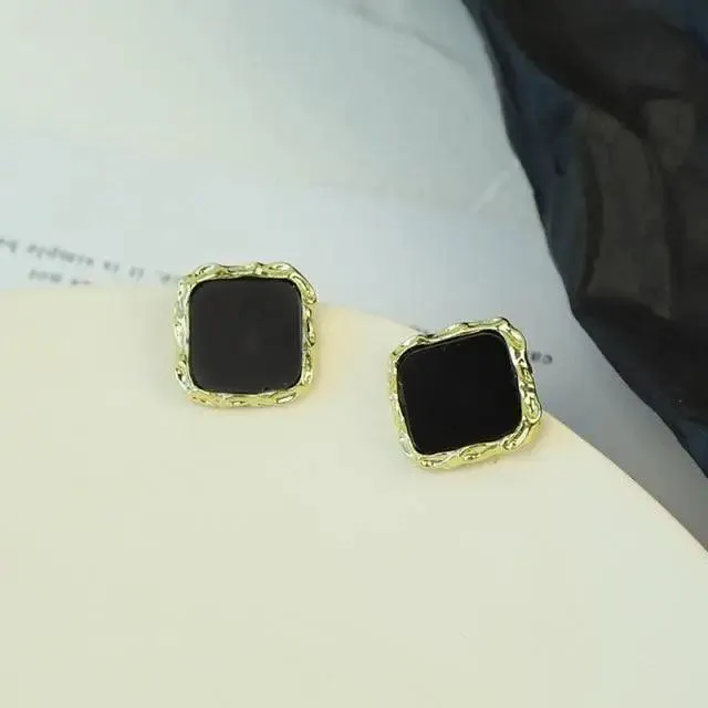 New Sparkling Round Black Fashion Women's Earrings Elegant Simple Design Jewelry For Girls And Ladies