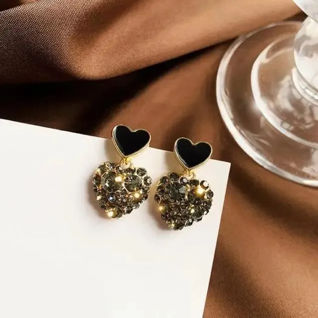 New Sparkling Round Black Fashion Women's Earrings Elegant Simple Design Jewelry For Girls And Ladies