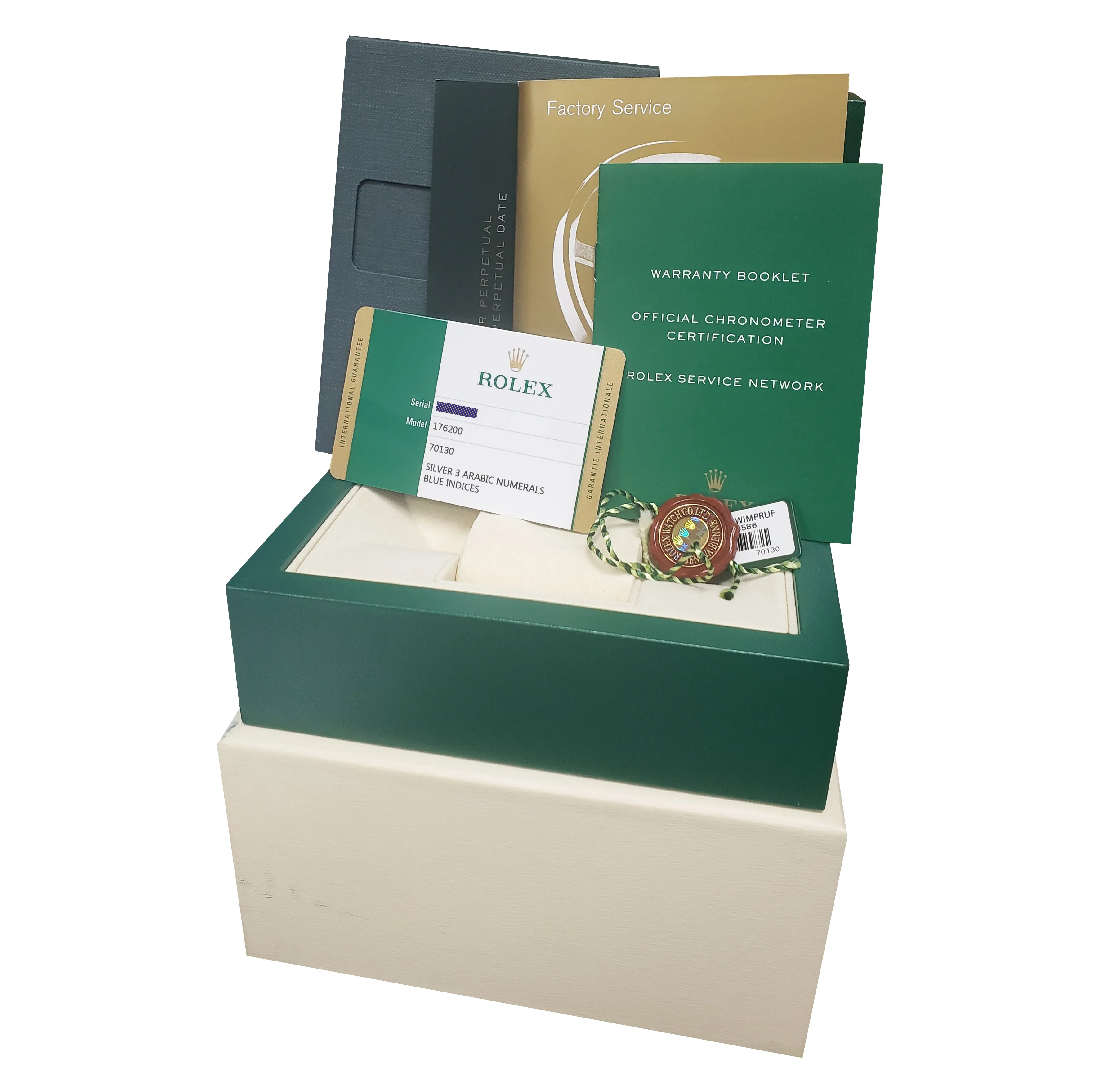NEW STICKERED 2015 Rolex Oyster Perpetual 26mm Silver Blue DOMINOS Watch 176200