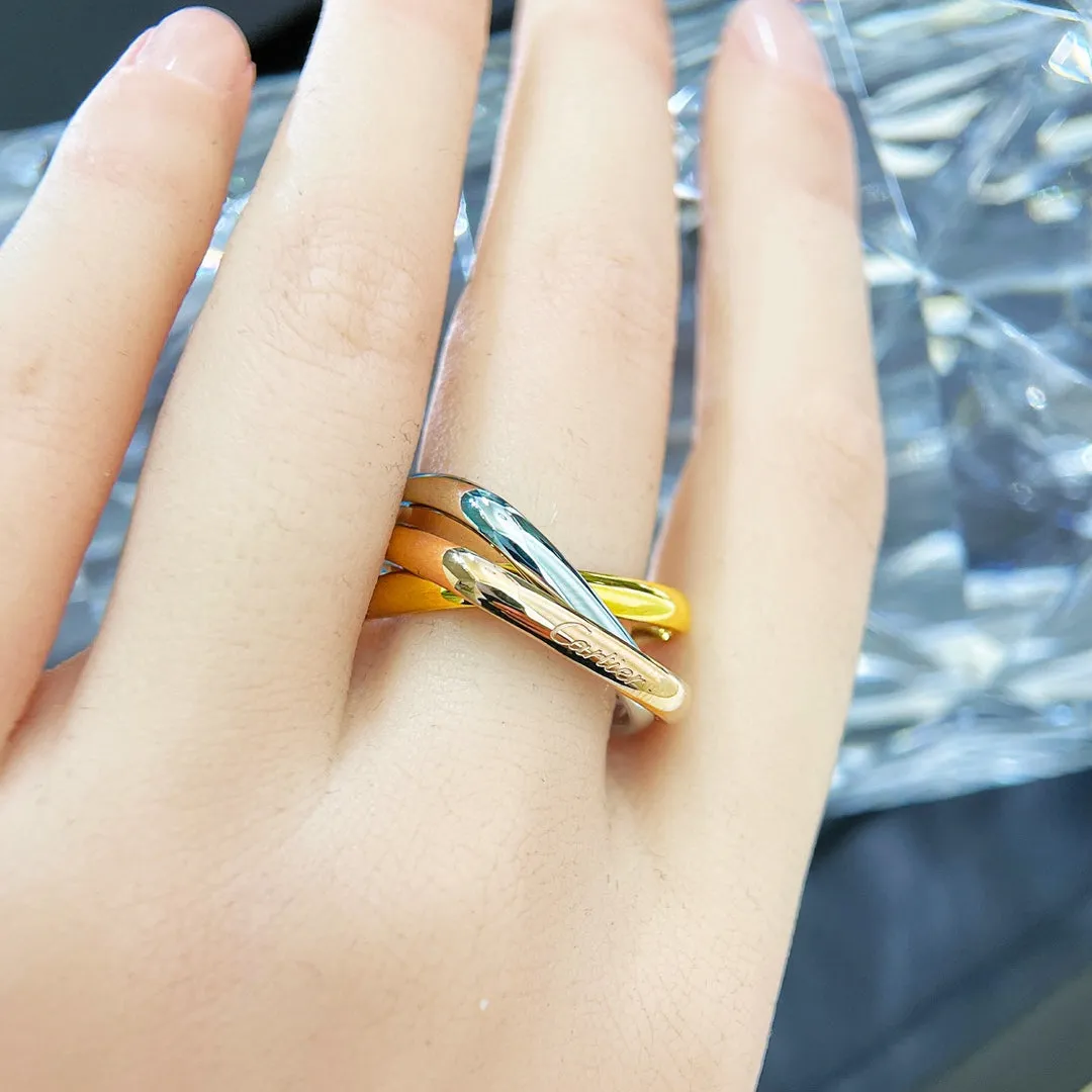 New three rings three colors small square ring