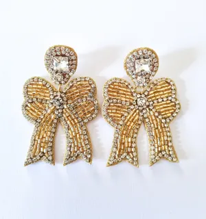 New York Chic Earrings- Bows Gold/Cry