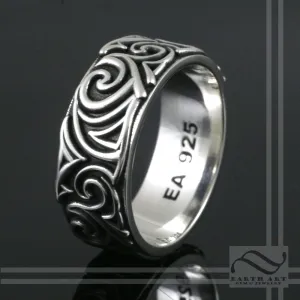 Ngamahu's Sign Unique Ring - Wave Crest band - Sterling Silver