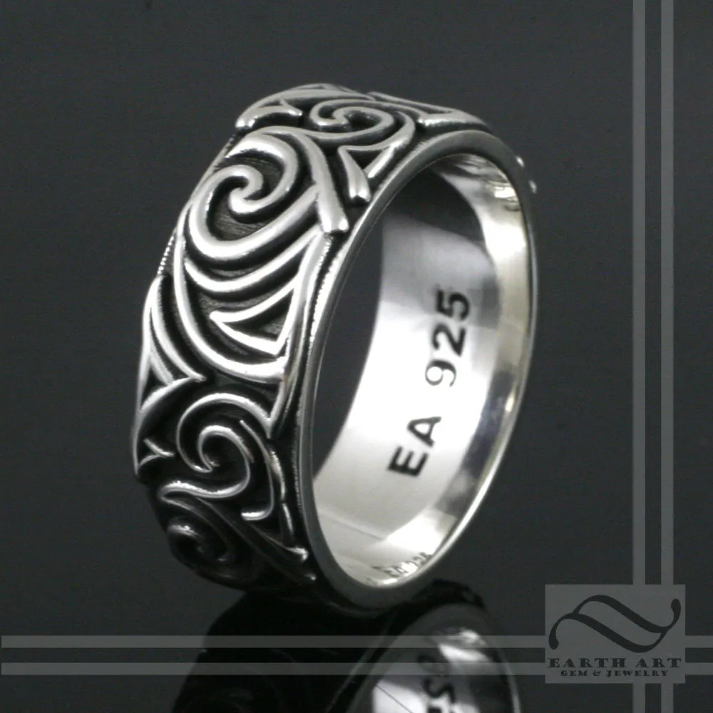 Ngamahu's Sign Unique Ring - Wave Crest band - Sterling Silver