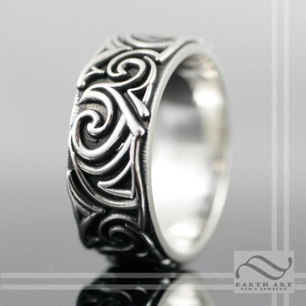 Ngamahu's Sign Unique Ring - Wave Crest band - Sterling Silver