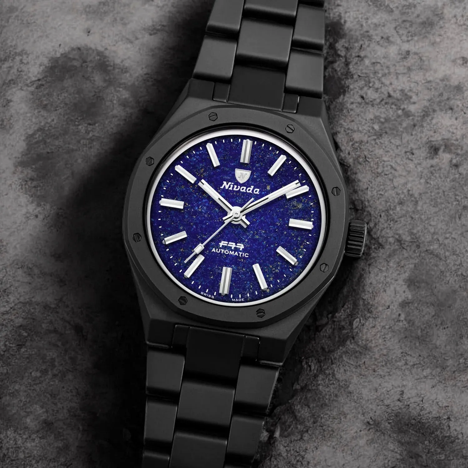 Nivada Grenchen F77 Black Ceramic Lapis Lazuli Limited Edition Automatic – 68022A77