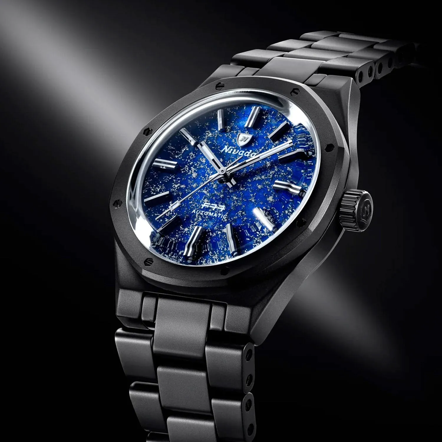 Nivada Grenchen F77 Black Ceramic Lapis Lazuli Limited Edition Automatic – 68022A77