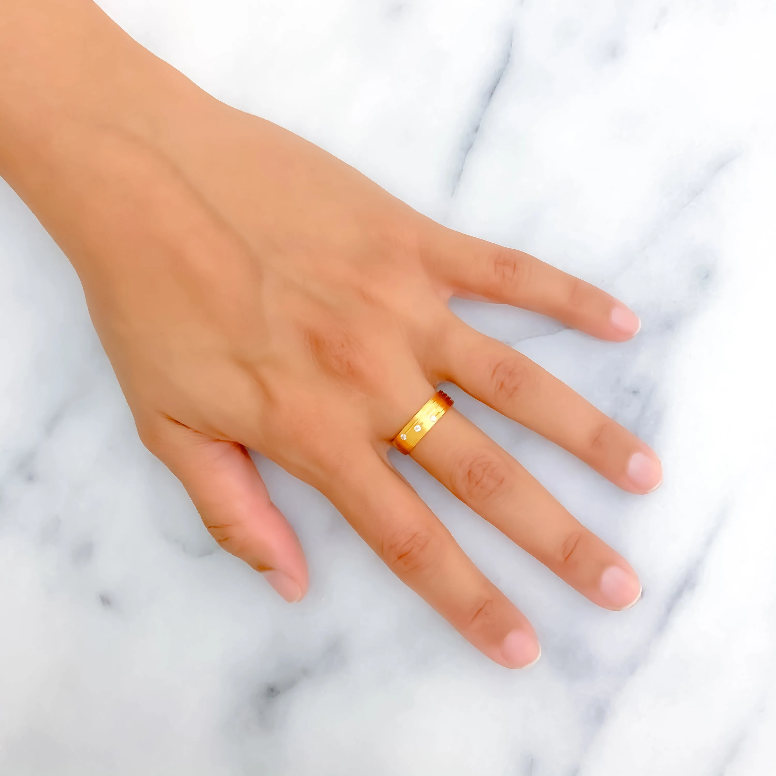 Noble Timeless 21k Gold CZ Band