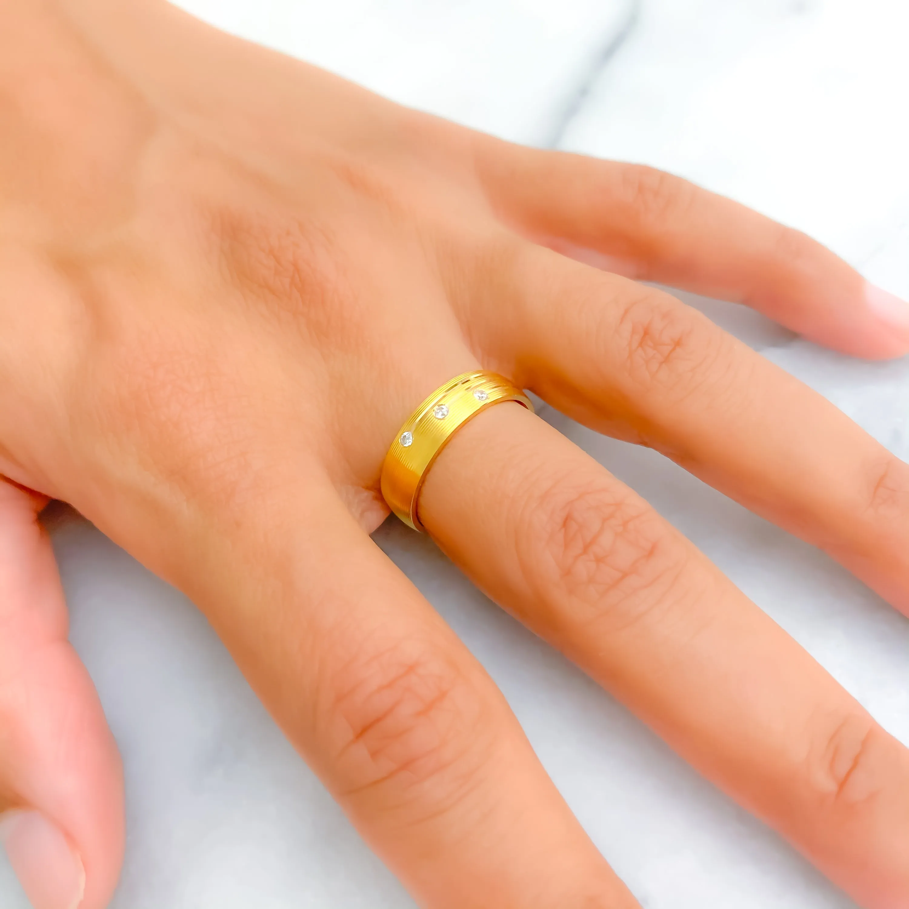 Noble Timeless 21k Gold CZ Band
