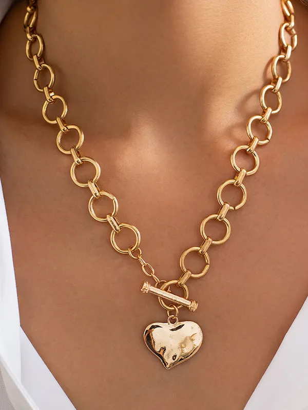 Normcore Chains Geometric Heart Shape Necklaces Accessories