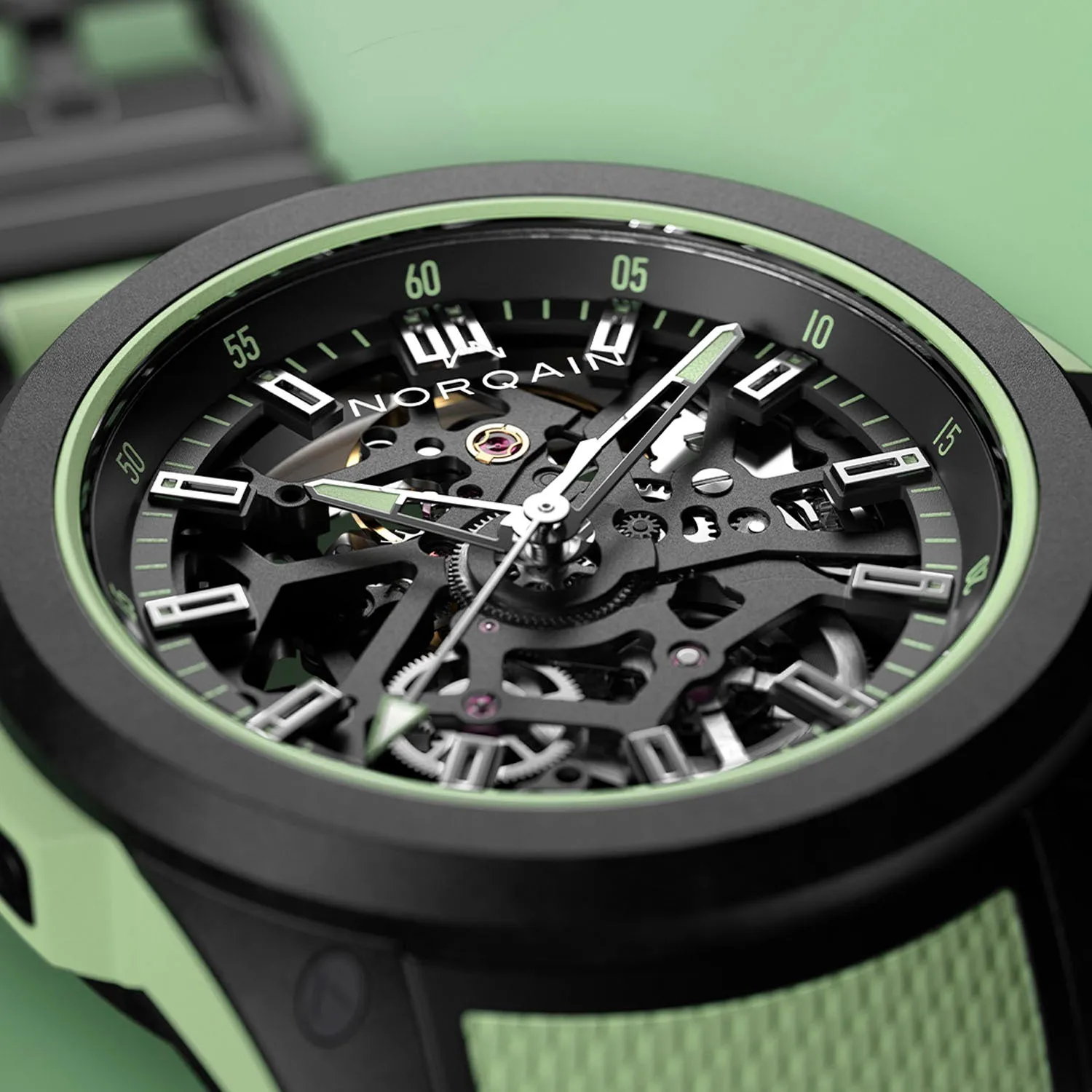 NORQAIN Independence Wild One Skeleton Mint Limited Edition Automatic – NNQ3001QBMT1LAS-B001-3W2MTBR.18BQ