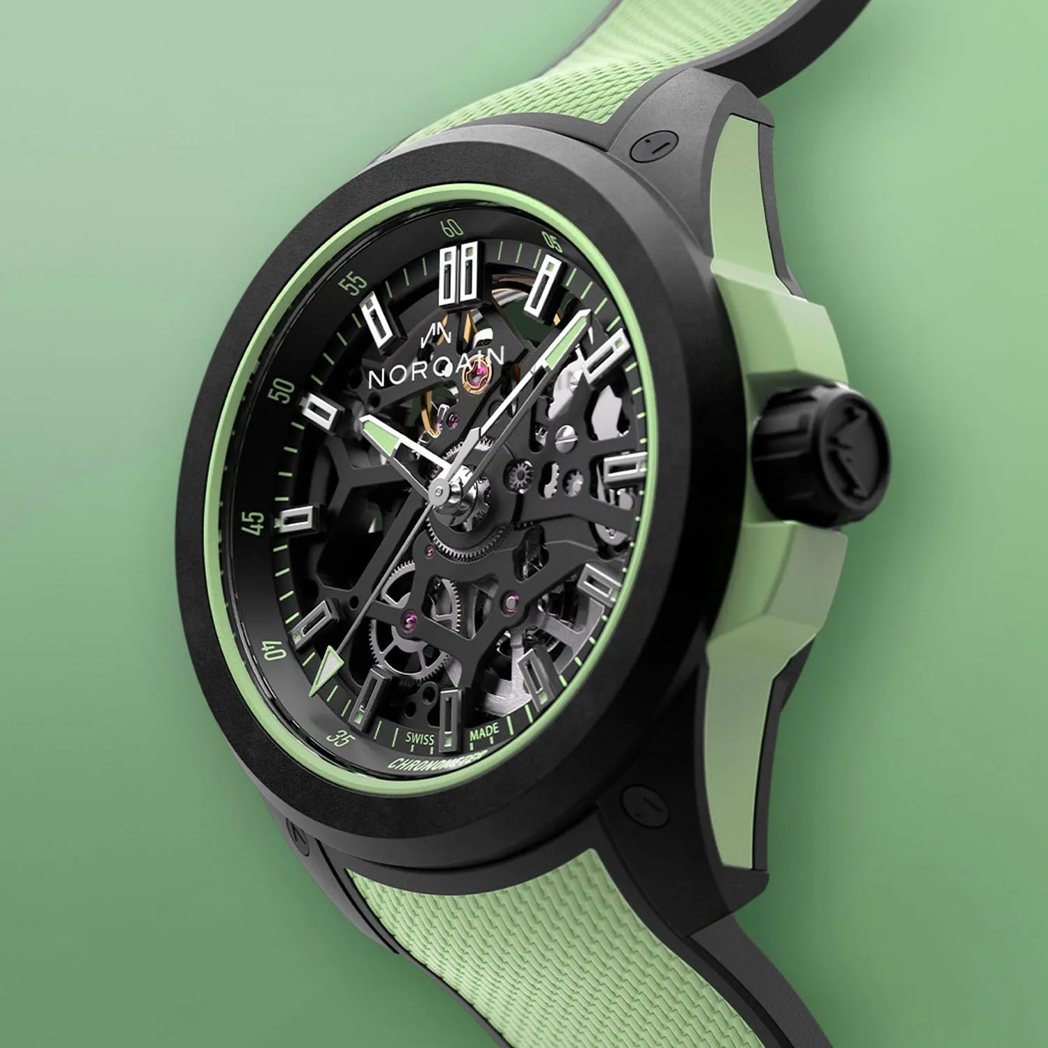 NORQAIN Independence Wild One Skeleton Mint Limited Edition Automatic – NNQ3001QBMT1LAS-B001-3W2MTBR.18BQ