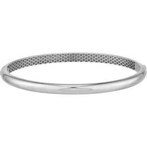 Olas d'Oro - 14K White Gold Classic Dome Bangle with Hinged Closure - 11.66 Grams Weight