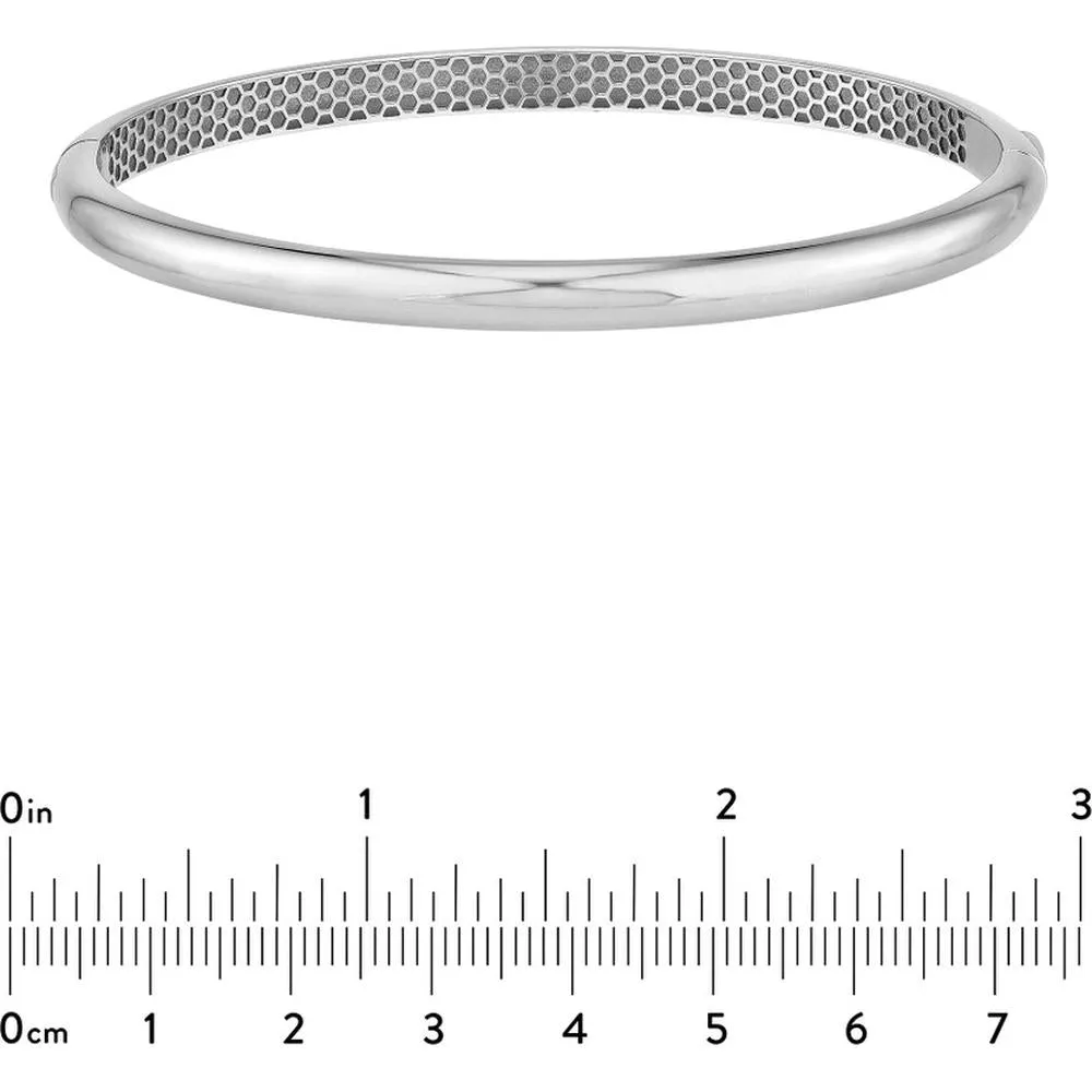 Olas d'Oro - 14K White Gold Classic Dome Bangle with Hinged Closure - 11.66 Grams Weight