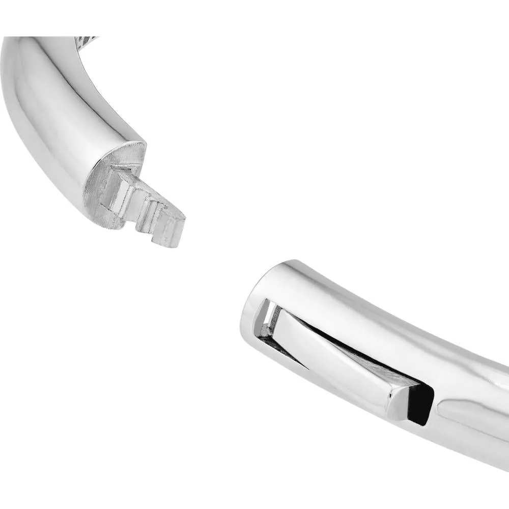 Olas d'Oro - 14K White Gold Classic Dome Bangle with Hinged Closure - 11.66 Grams Weight