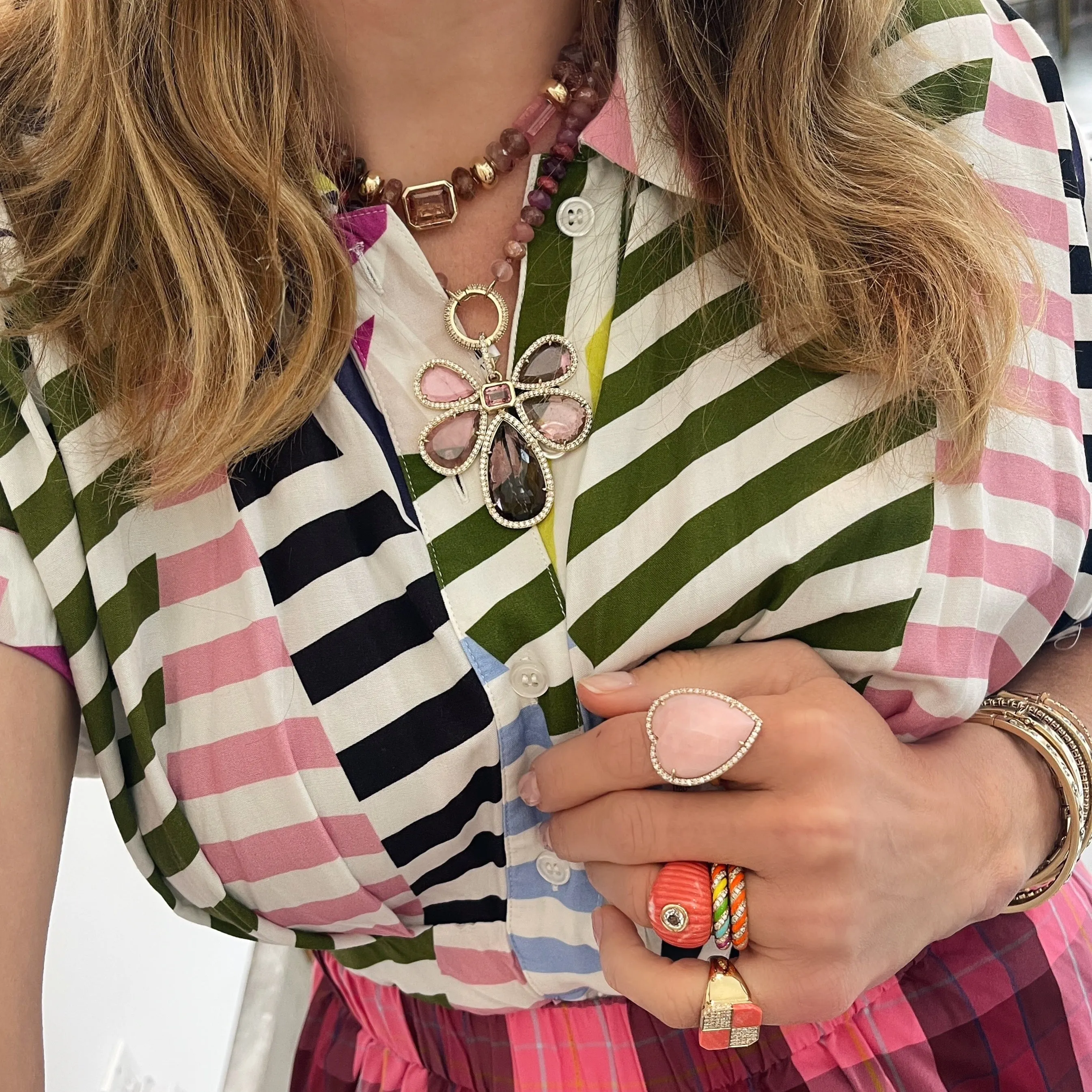One of a Kind Emerald Cut Pink Tourmaline Necklace
