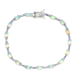 Opal Tanzanite 925 Sterling Silver Tennis Bracelet Jewelry