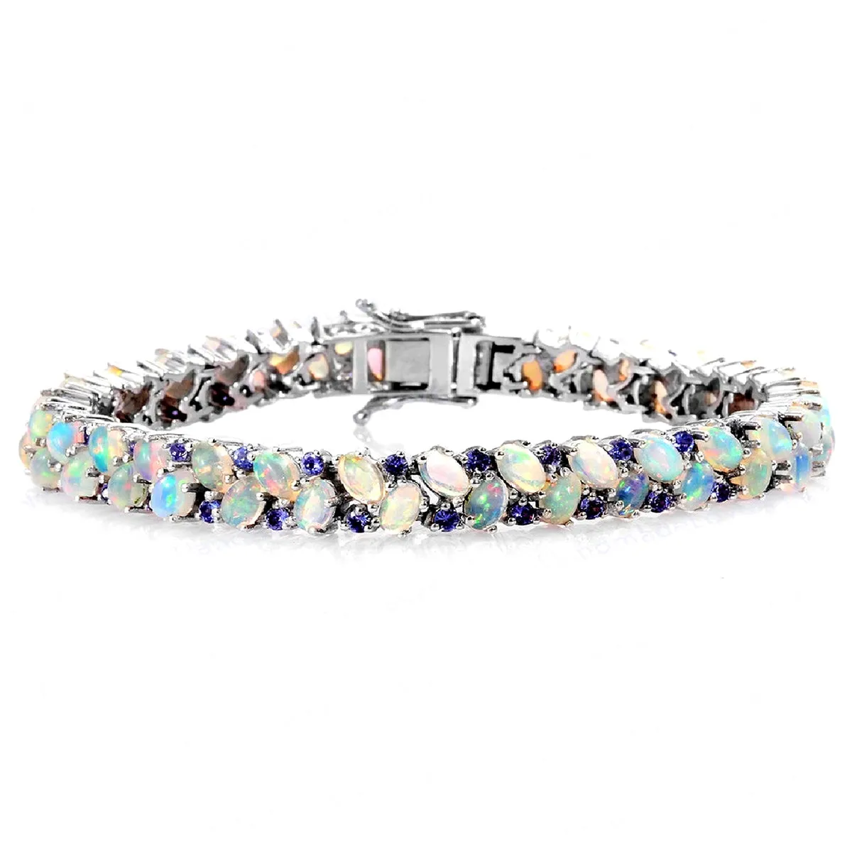 Opal Tanzanite 925 Sterling Silver Tennis Bracelet Jewelry