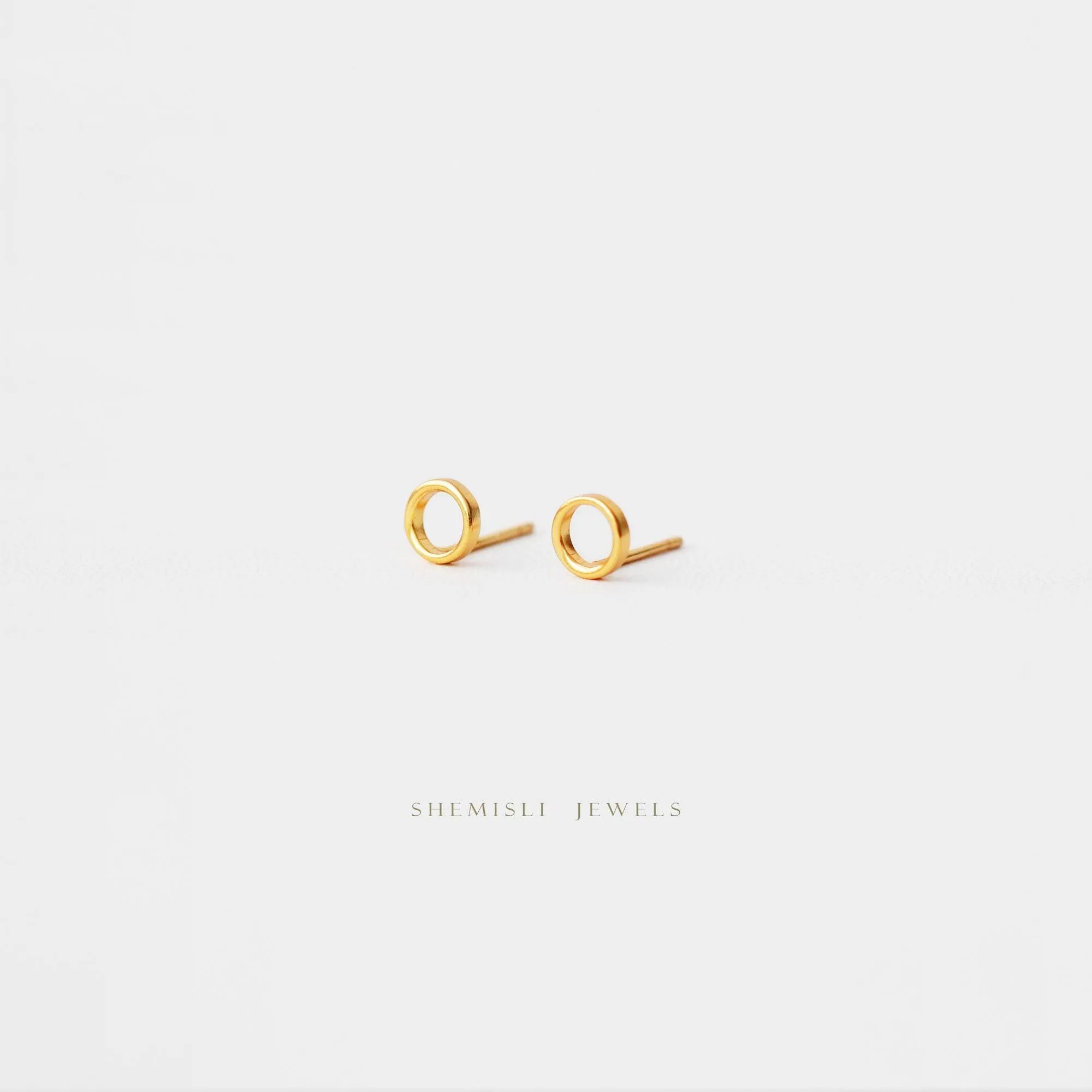 Open Circle Stud Earring, Unisex, Gold, Silver SHEMISLI - SS131