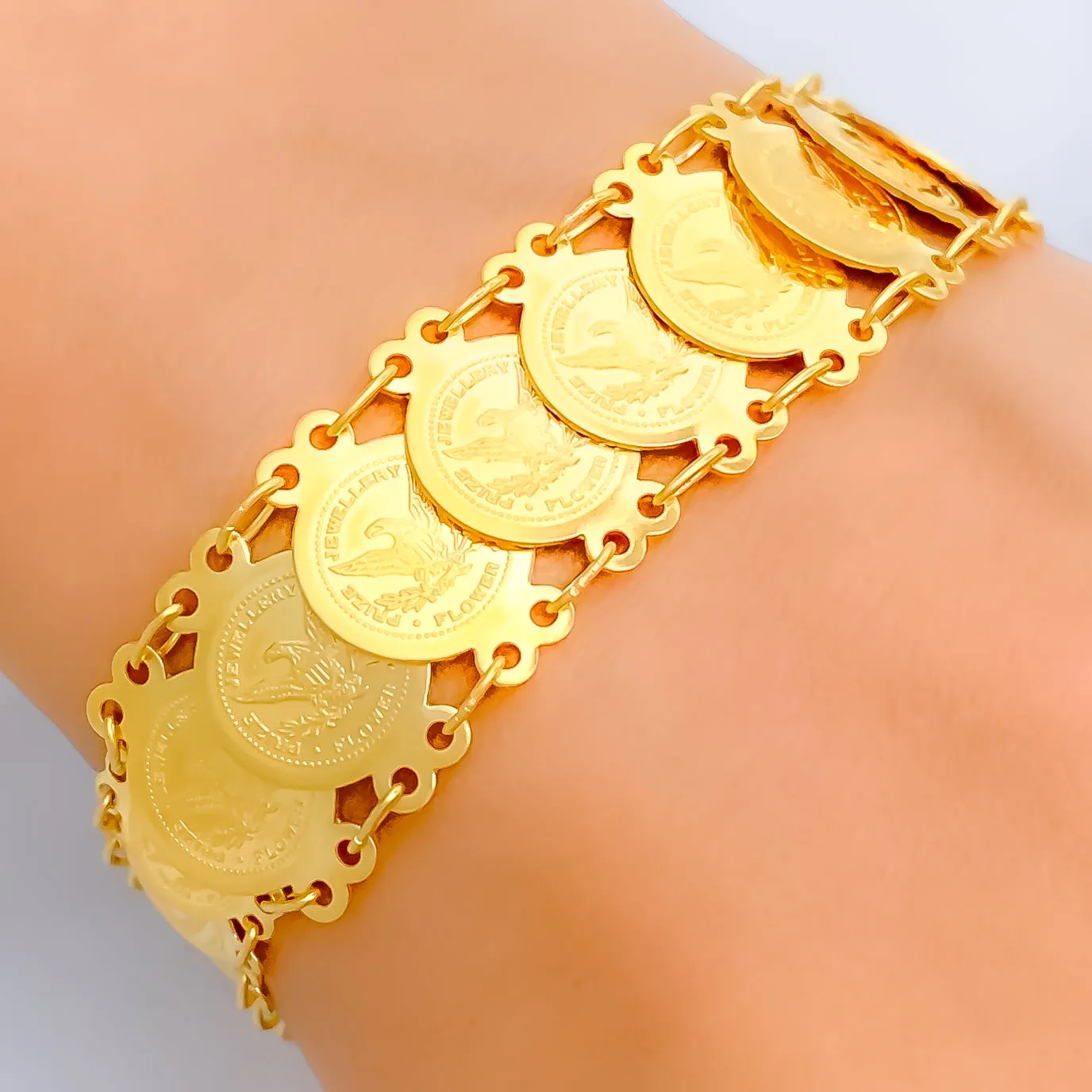 Opulent Beautiful 21k Gold Coin Bracelet