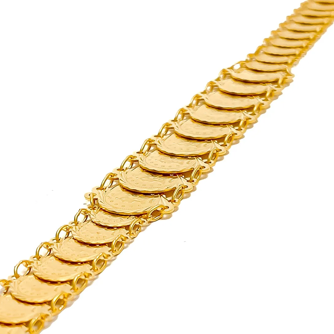 Opulent Beautiful 21k Gold Coin Bracelet