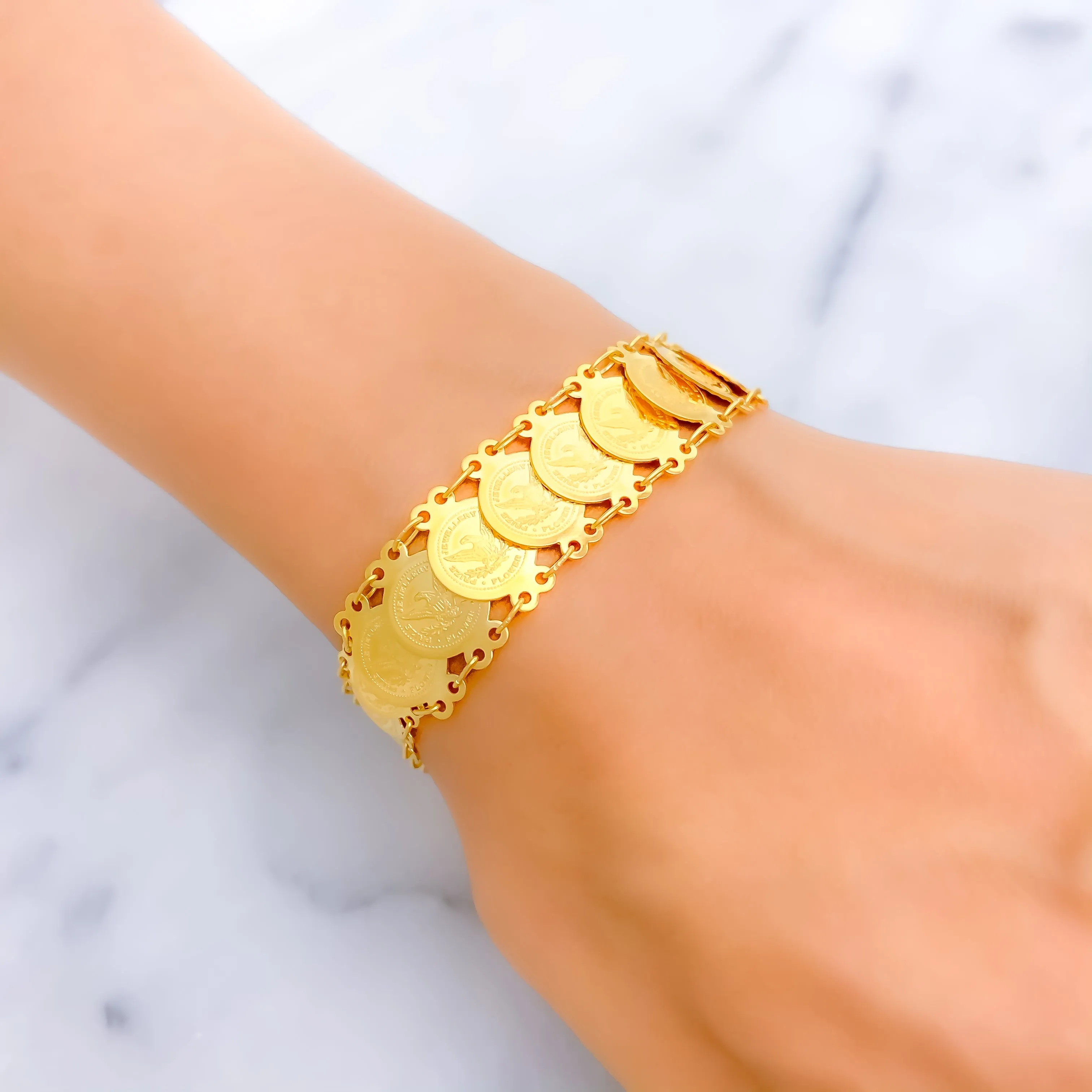 Opulent Beautiful 21k Gold Coin Bracelet