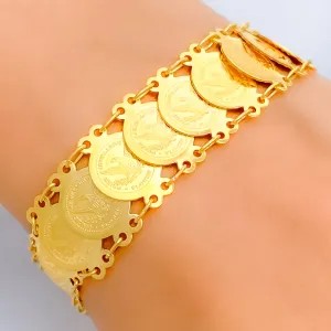 Opulent Beautiful 21k Gold Coin Bracelet
