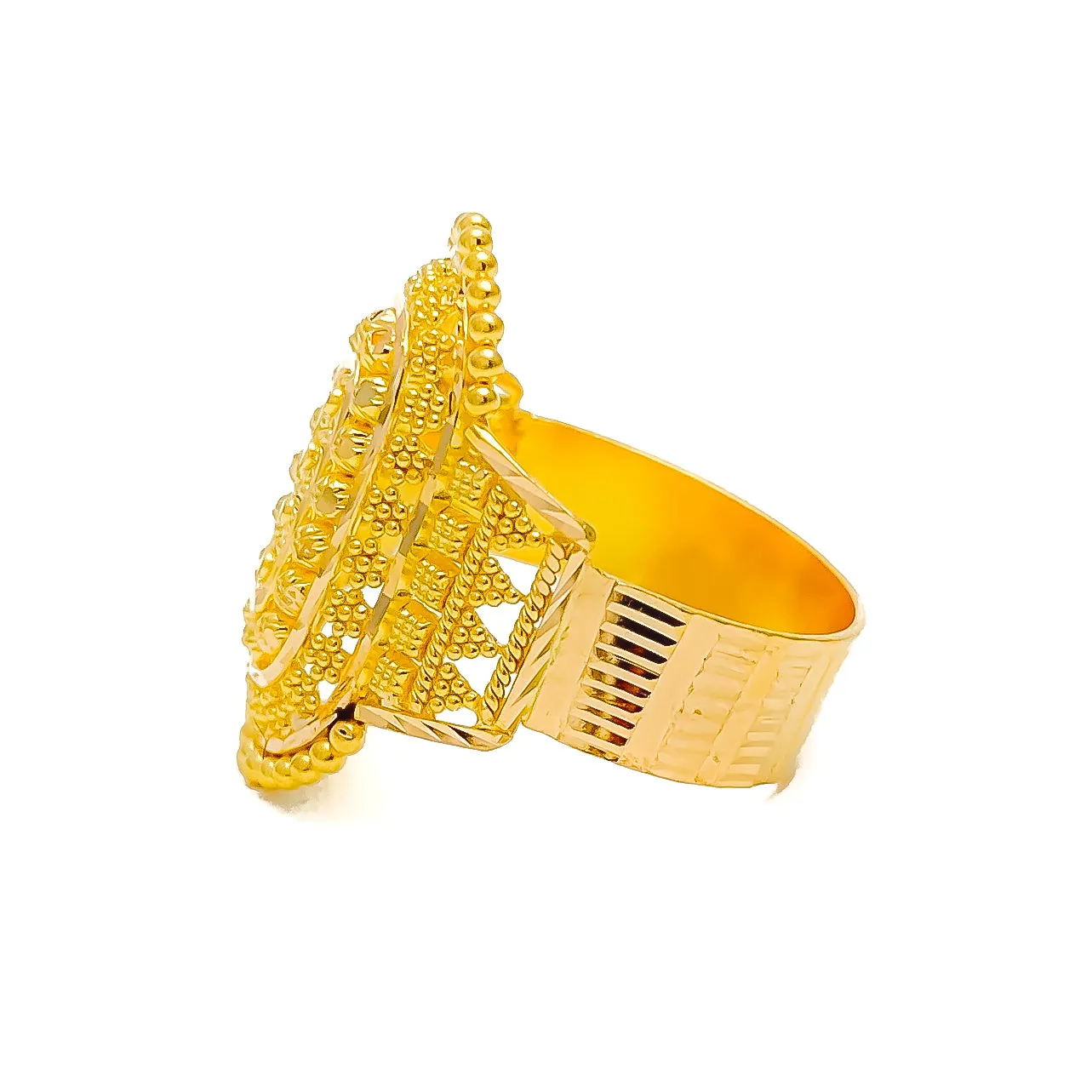 Opulent Elevated Oval 22K Gold Ring