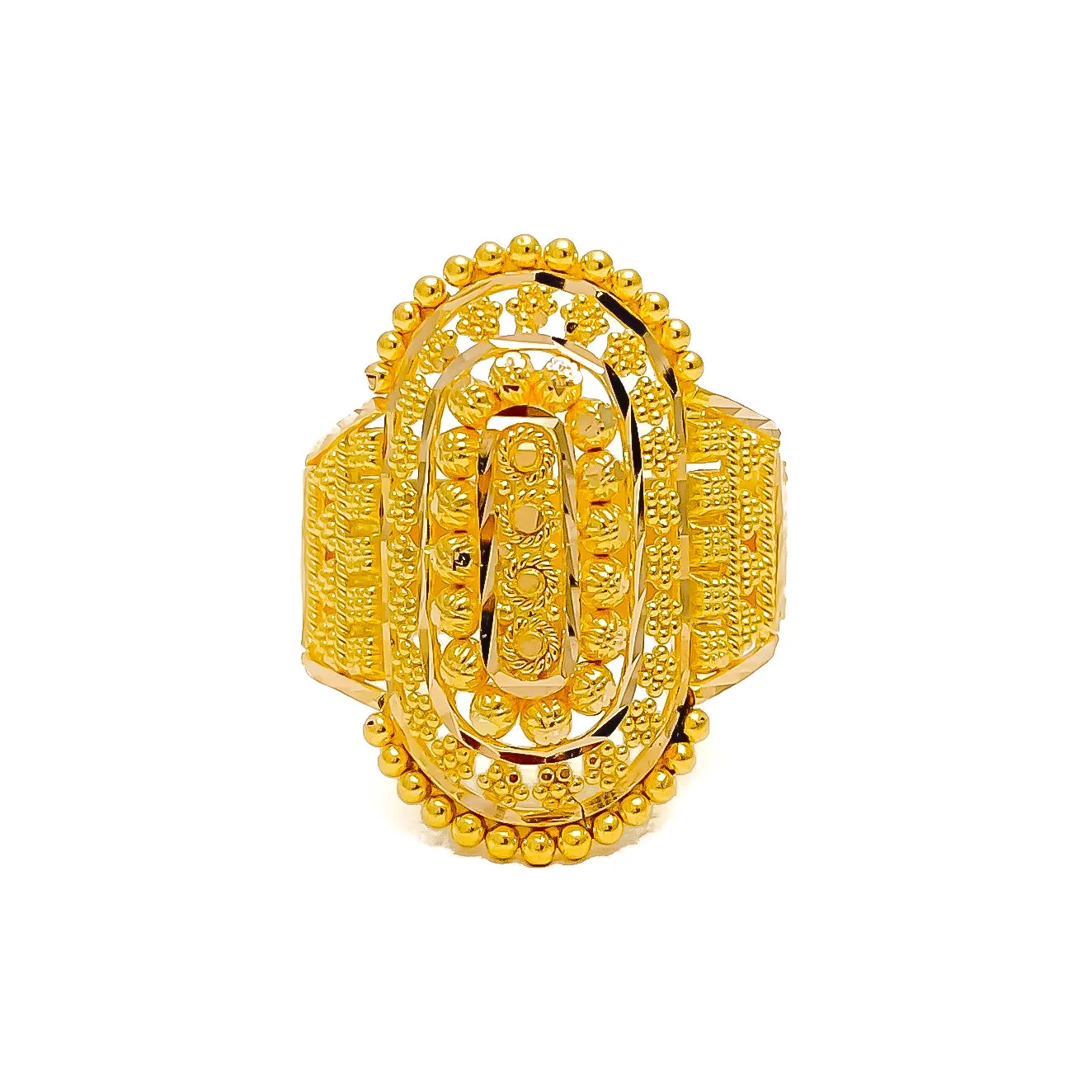 Opulent Elevated Oval 22K Gold Ring