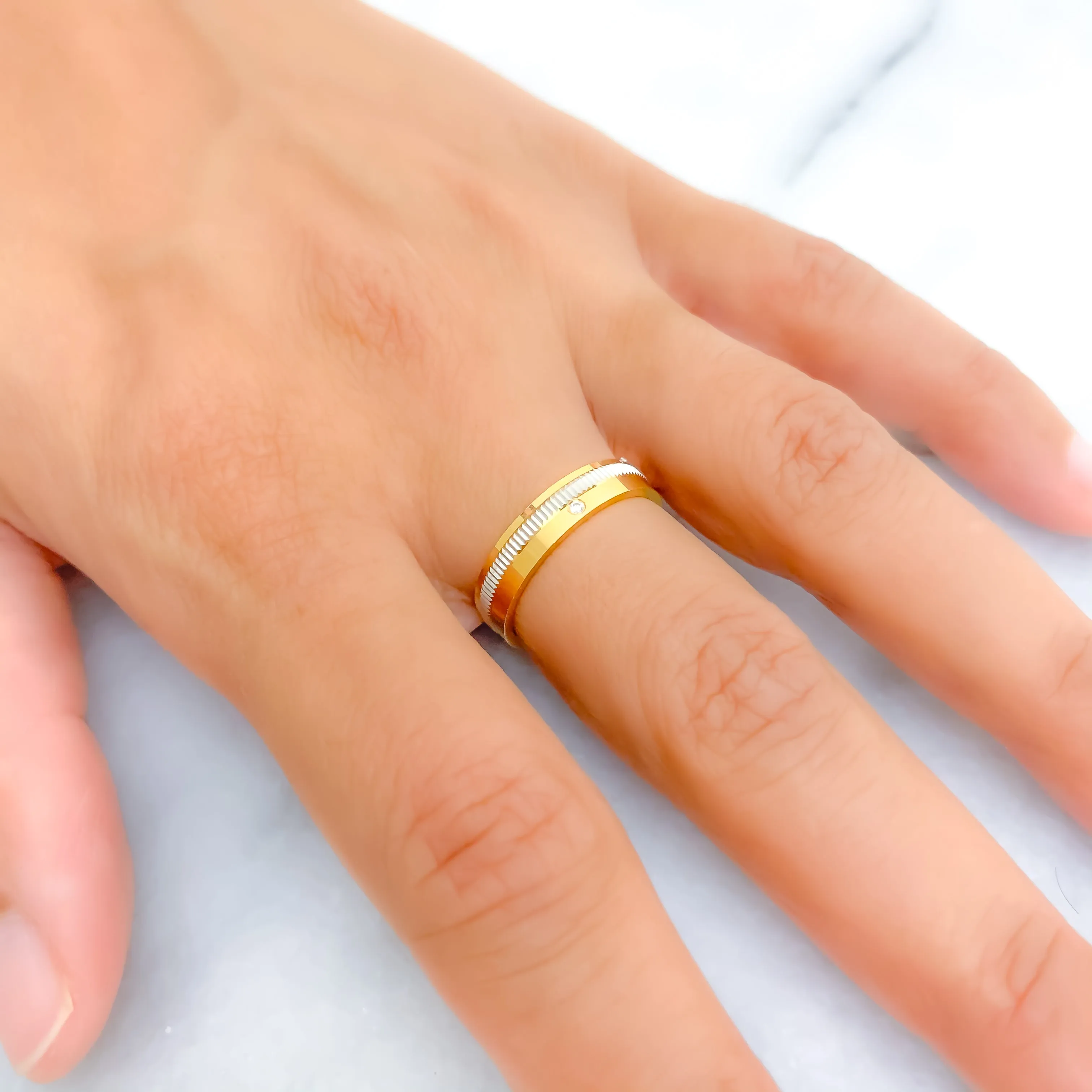 Opulent Glowing 22k Gold CZ Band