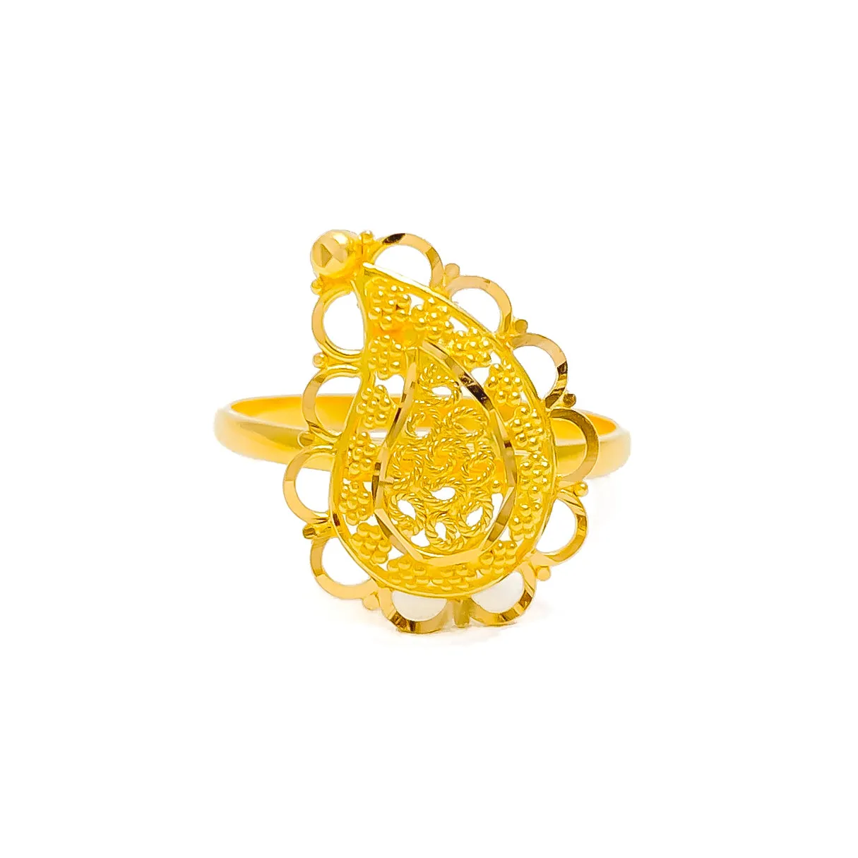Ornamental Paisley Adorned 22K Gold Ring