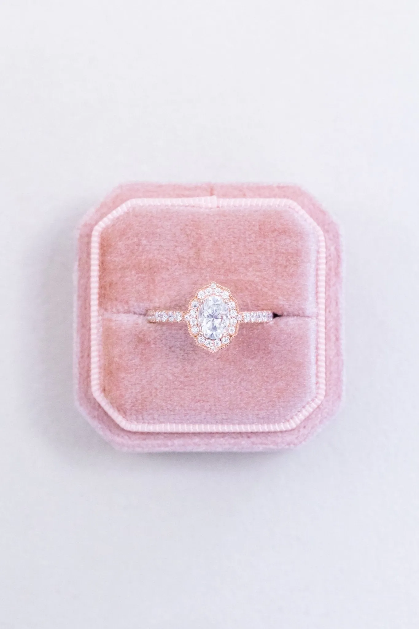 Oval Moissanite Engagement Ring Floral Halo
