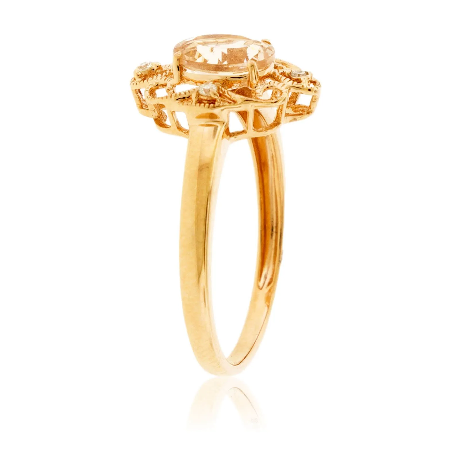 Oval Morganite & Filigree Diamond Ring