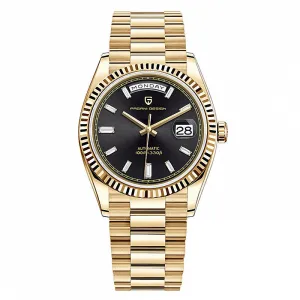 Pagani Design Gold Stainless Steel Black Dial Automatic Watch for Gents - PD1752