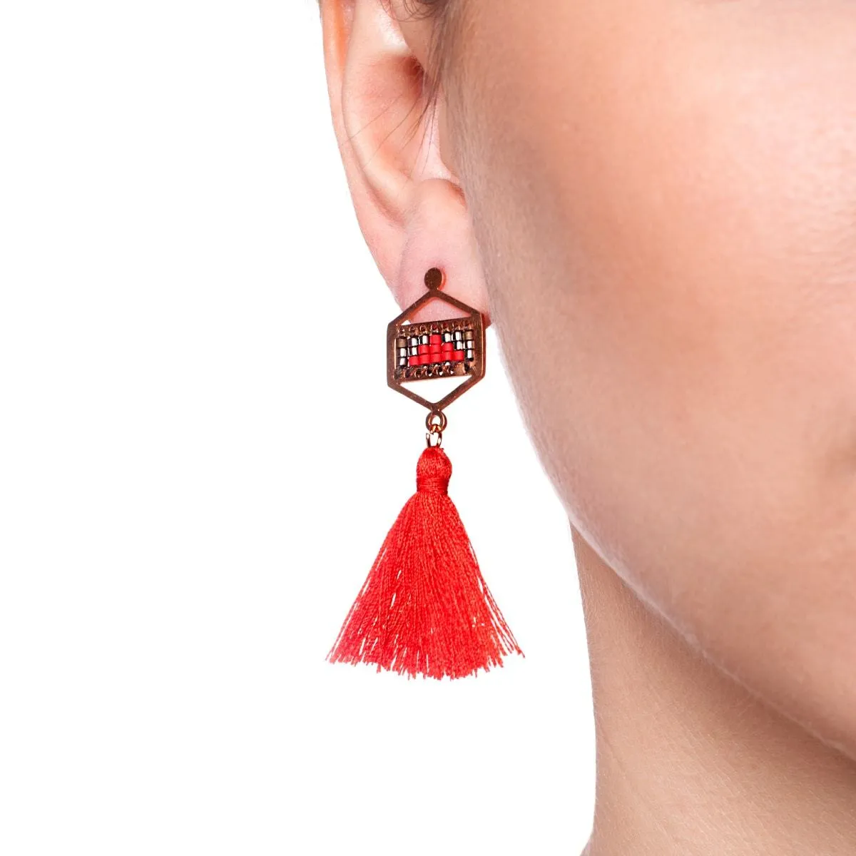 Palo Alto | 18k Rose Gold | Boho Fringe Earrings