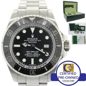 PAPERS 2015 Rolex Sea-Dweller Deepsea 116660 Steel 44mm Black Ceramic Dive Watch