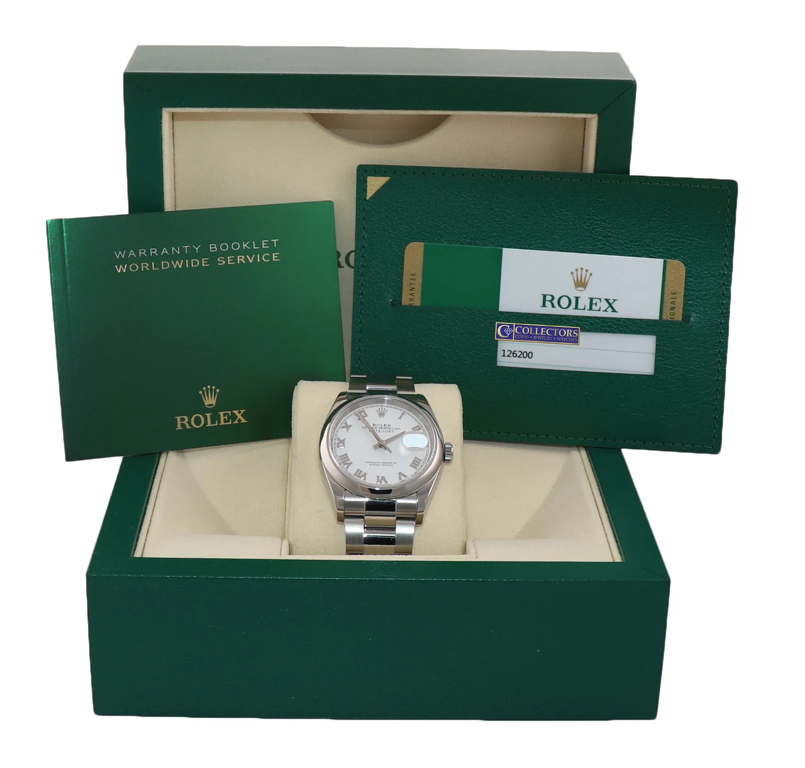 PAPERS 2019 Rolex DateJust White Roman 36mm 126200 Steel Oyster Watch Box