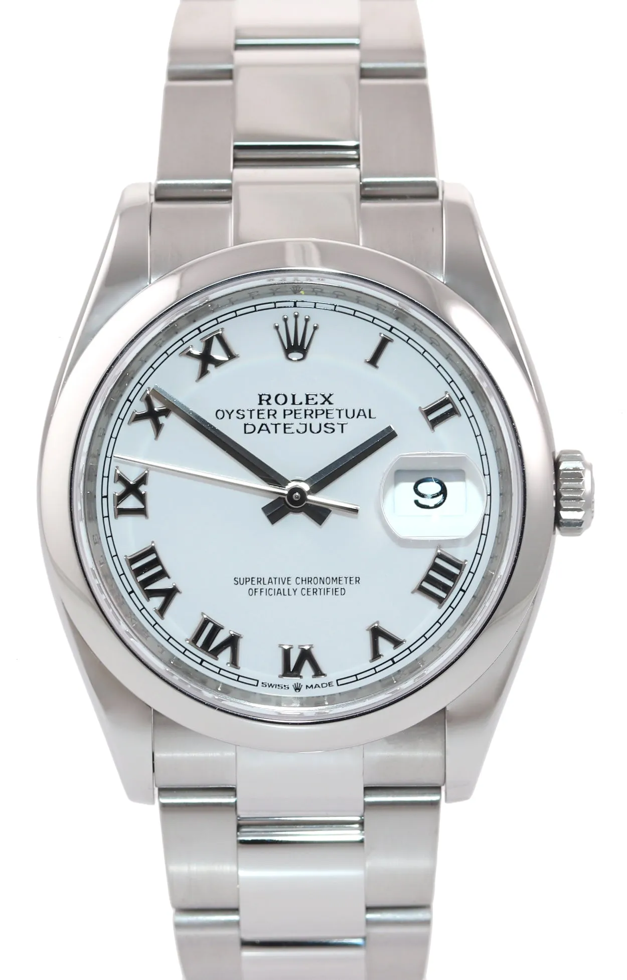 PAPERS 2019 Rolex DateJust White Roman 36mm 126200 Steel Oyster Watch Box