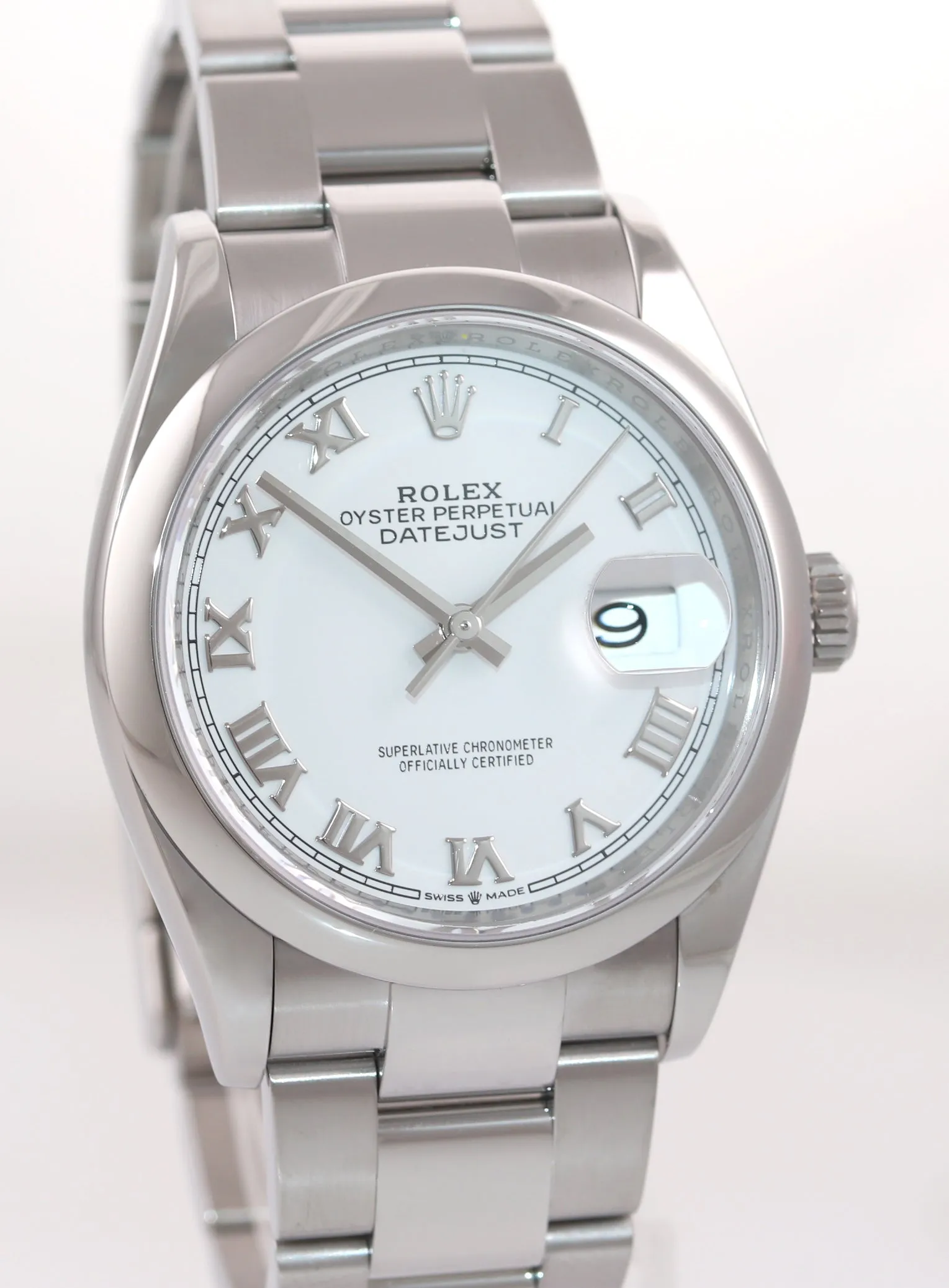 PAPERS 2019 Rolex DateJust White Roman 36mm 126200 Steel Oyster Watch Box