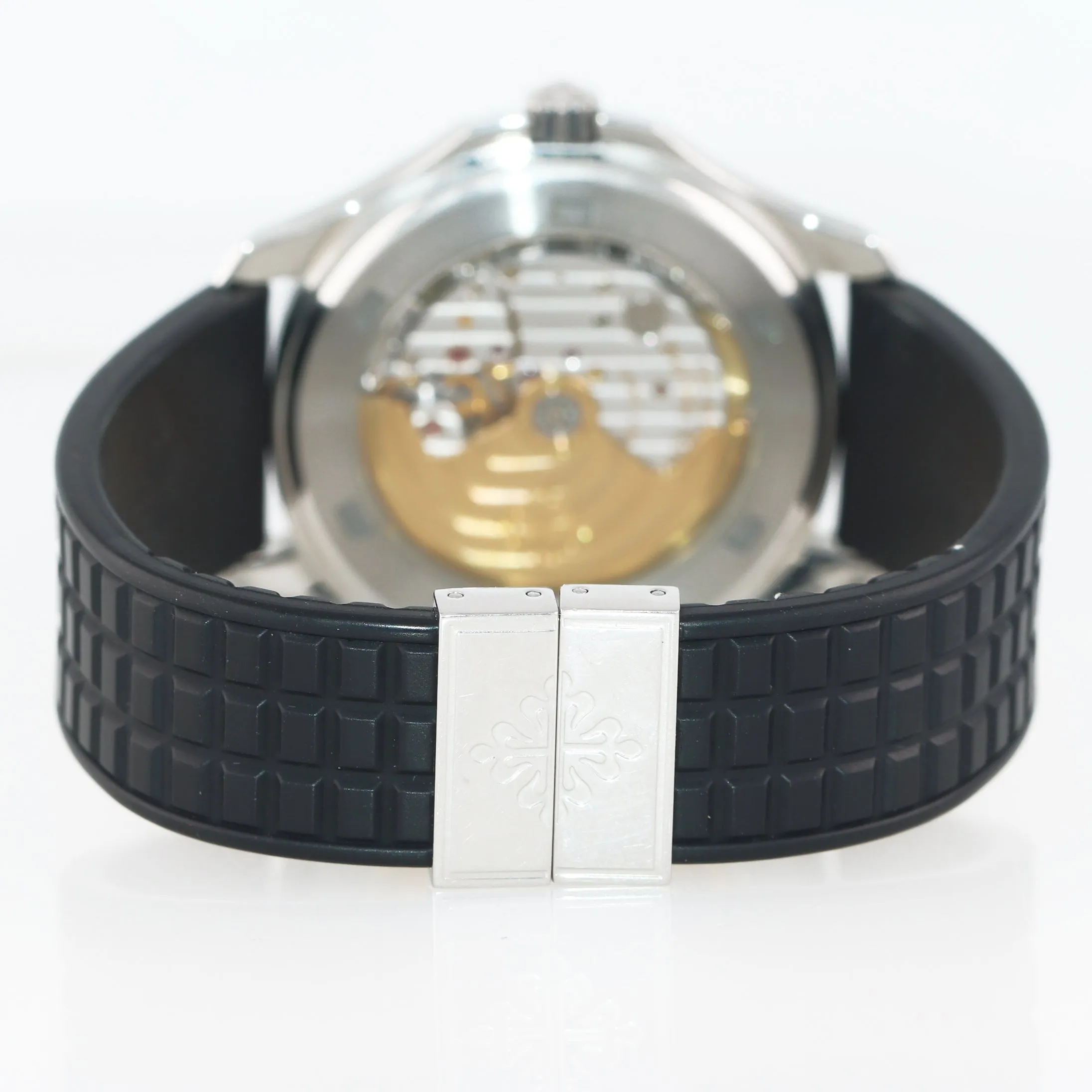 PAPERS Patek Philippe Tritium Steel Aquanaut Black Rubber JUMBO 5065 38mm Watch