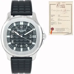 PAPERS Patek Philippe Tritium Steel Aquanaut Black Rubber JUMBO 5065 38mm Watch